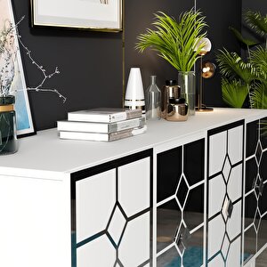 Irmak Konsol Şık , Modern Beyaz- Gümüş