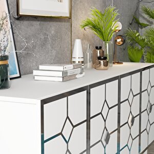 Çağla Konsol Beyaz-Gümüş