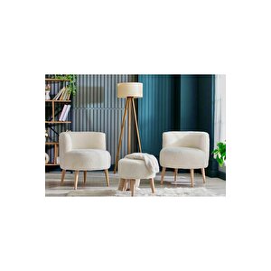 Sydney İkili Berjer Puf Set - Tekli Koltuk - Cafe, Ofis, Balkon, Kafe, Bahçe, Salon Mobilyası