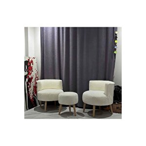 Sydney İkili Berjer Puf Set - Tekli Koltuk - Cafe, Ofis, Balkon, Kafe, Bahçe, Salon Mobilyası