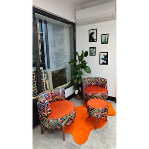 Sydney İkili Berjer Puf Set - Tekli Koltuk - Cafe, Ofis, Balkon, Kafe, Bahçe, Salon Mobilyası