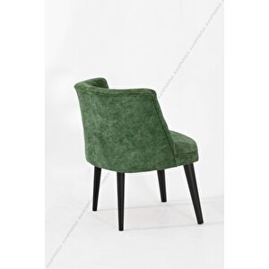 Berjer Tek Kişilik Koltuk - Sandalye - Ahşap Berjer - Siyah Ayak - Yeşil