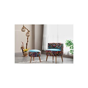 Sydney Berjer Puf İkili Set - Tekli Koltuk - Berjer - Ofis, Balkon, Kafe, Bahçe, Salon Mobilyası
