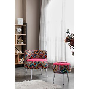 Sydney Berjer Puf İkili Set - Tekli Koltuk - Berjer - Ofis, Balkon, Kafe, Bahçe, Salon Mobilyası