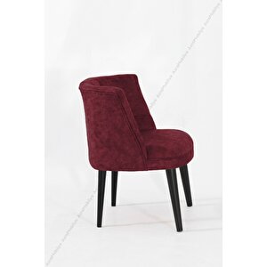 Berjer Tek Kişilik Koltuk - Sandalye - Ahşap Berjer - Siyah Ayak - Bordo