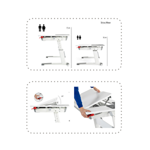 Creo Mobili Yükseklik ve Eğim Ayarlı, Çekmeceli, Sirius Basic Çalışma Masası 120x75 cm, Beyaz/Fuşya