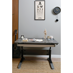 Yükseklik ve Eğim Ayarlı, Çekmeceli, Sirius Basic Çalışma Masası 120x75 cm, Antrasit Antrasit Gri