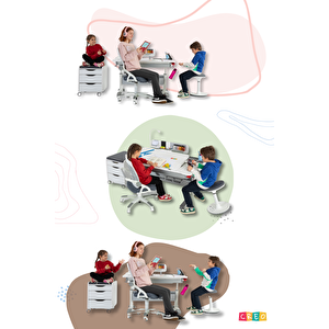 Creo Mobili Yükseklik ve Eğim Ayarlı, Sirius Advanced Bilgisayar ve Çalışma Masası Takımı Ekru/Fuşya