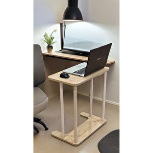 Yüksek Kalite Tekerlekli Laptop Sehpası Kahvaltı Masası Yan Sehpa Meşe