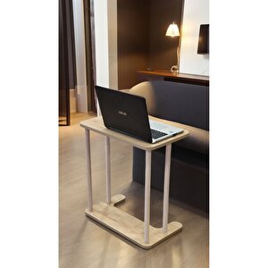 Yüksek Kalite Tekerlekli Laptop Sehpası Kahvaltı Masası Yan Sehpa Meşe