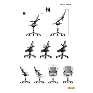 Creo Mobili Yükseklik ve Sırt Ayarlı Vega Çalışma Sandalyesi, Ofis ve Bilgisayar Koltuğu, Beyaz/Sarı