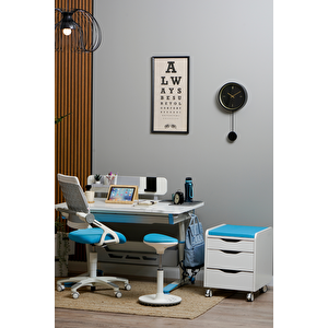 Creo Mobili Yükseklik ve Eğim Ayarlı, Çekmeceli, Sirius Basic Çalışma Masası 120x75 cm, Beyaz/Mavi