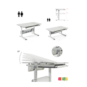 Creo Mobili Yükseklik ve Eğim Ayarlı, Vega Simple Çalışma Masası - 130x70 cm, Antrasit