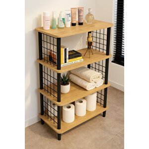 Çevir Kur Banyo Düzenleyici 4 Raflı Banyo Dolabı Çok Amaçlı Dolap Geniş Kitaplık Mutfak Rafı Safir Meşe