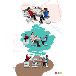 Creo Mobili Yükseklik ve Eğim Ayarlı, Çekmeceli, Sirius Basic Çalışma Masası 120x75 cm, Beyaz/Gri