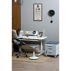 Creo Mobili Yükseklik ve Eğim Ayarlı, Vega Simple Çalışma Masası - 130x70 cm, Beyaz/Gri