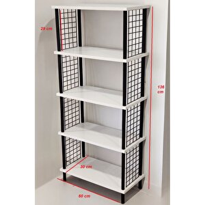 Kitap Yuvası 5 Raflı Geniş Kitaplık Ayakkabılık Banyo Düzenleyici Klasörlük Dekoratif Mutfak Rafı