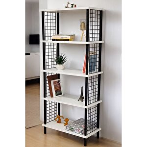 Kitap Yuvası 5 Raflı Geniş Kitaplık Ayakkabılık Banyo Düzenleyici Klasörlük Dekoratif Mutfak Rafı Beyaz