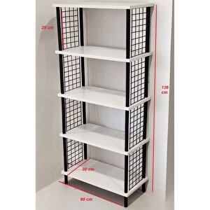 Kitap Yuvası 5 Raflı Geniş Kitaplık Ayakkabılık Banyo Düzenleyici Klasörlük Dekoratif Mutfak Rafı