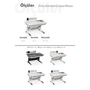 Creo Mobili Yükseklik ve Eğim Ayarlı, Sirius Standart Bilgisayar, Ofis ve Çalışma Masası Beyaz/Gri