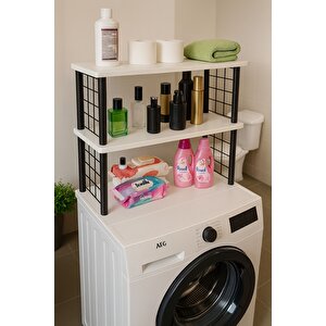 Çevir Kur 3 Raflı Banyo Düzenleyici – Çamaşır Makinesi Üstü Banyo Rafı Beyaz