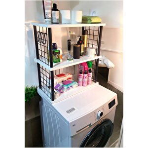 Çevir Kur 3 Raflı Banyo Düzenleyici – Çamaşır Makinesi Üstü Banyo Rafı Beyaz