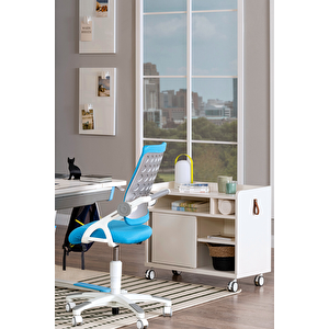 Yükseklik ve Eğim Ayarlı, Sirius Premium Plus Bilgisayar ve Çalışma Masası Takımı Beyaz/Mavi Mavi