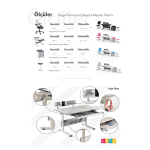 Creo Mobili Yükseklik ve Eğim Ayarlı, Vega Premium Bilgisayar ve Çalışma Masası Takımı Beyaz/Fuşya
