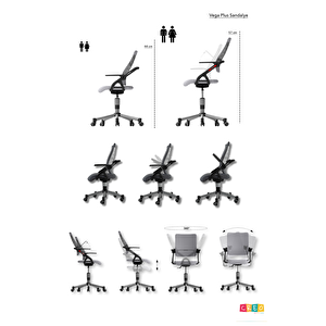 Creo Mobili Yükseklik ve Sırt Ayarlı Vega Plus Çalışma Sandalyesi, Ofis ve Bilgisayar Koltuğu, Beyaz/Sarı