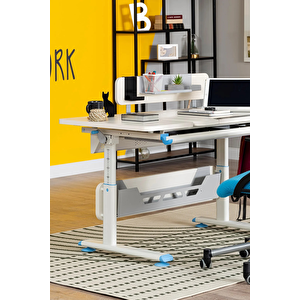 Creo Mobili Yükseklik ve Eğim Ayarlı, Vega Standart Bilgisayar, Ofis ve Çalışma Masası Ekru/Mavi