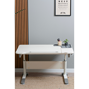 Yükseklik ve Eğim Ayarlı, Sirius Simple Çalışma Masası - 120x75 cm, Ekru/Gri Gri