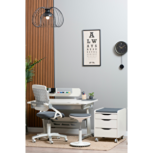 Creo Mobili Yükseklik ve Eğim Ayarlı, Sirius Simple Çalışma Masası - 120x75 cm, Ekru/Gri