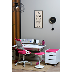 Creo Mobili Yükseklik ve Eğim Ayarlı, Sirius Simple Çalışma Masası - 120x75 cm, Beyaz/Fuşya