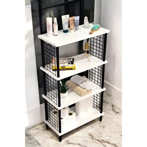 Çevir Kur Banyo Düzenleyici 4 Raflı Banyo Dolabı Çok Amaçlı Dolap Geniş Kitaplık Mutfak Rafı Beyaz