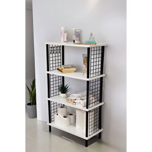 Çevir Kur Banyo Düzenleyici 4 Raflı Banyo Dolabı Çok Amaçlı Dolap Geniş Kitaplık Mutfak Rafı Beyaz