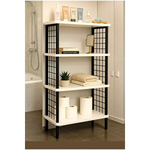 Çevir Kur Banyo Düzenleyici 4 Raflı Banyo Dolabı Çok Amaçlı Dolap Geniş Kitaplık Mutfak Rafı