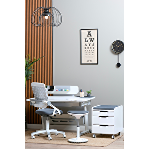 Creo Mobili Yükseklik ve Eğim Ayarlı, Sirius Simple Çalışma Masası - 120x75 cm, Beyaz/Gri