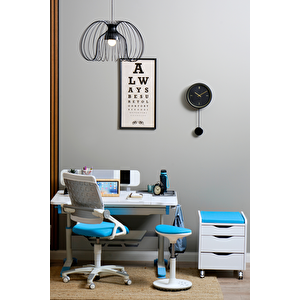 Creo Mobili Yükseklik ve Eğim Ayarlı, Sirius Simple Çalışma Masası - 120x75 cm, Beyaz/Mavi