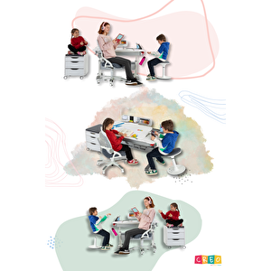 Creo Mobili Yükseklik ve Eğim Ayarlı, Sirius Simple Çalışma Masası - 120x75 cm, Beyaz/Mavi