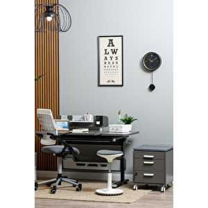 Yükseklik ve Eğim Ayarlı, Çekmeceli, Vega Basic Çalışma Masası 130x70 cm, Antrasit Gri