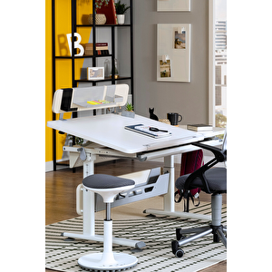 Yükseklik ve Eğim Ayarlı, Vega Standart Bilgisayar, Ofis ve Çalışma Masası Beyaz/Gri Gri 04