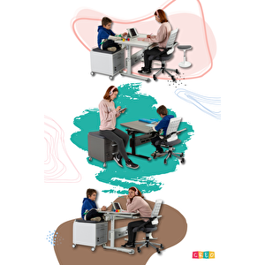 Creo Mobili Yükseklik ve Eğim Ayarlı, Vega Standart Bilgisayar, Ofis ve Çalışma Masası Beyaz/Gri