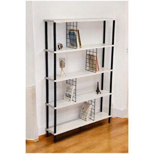 Çevir Kur 5 Raflı Modern Dekoratif Geniş Kitaplık Klasörlük Çok Amaçlı Düzenleyici Raf