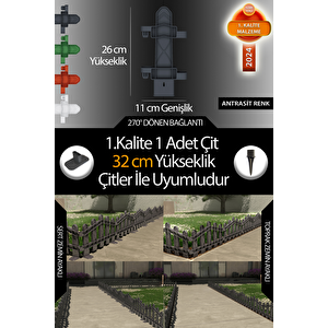 Uzunluk  Köşe Kenar Tamamlama Çiti  32 Cm Yükseklik Çit Ile Uyumludur Antrasit Gri