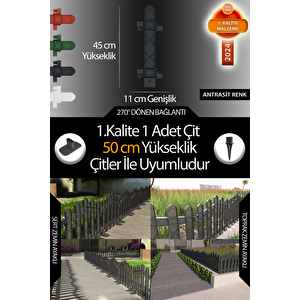 Uzunluk Köşe  Kenar Tamamlama Çiti 50 Cm Yükseklik Çit Ile Uyumludur Antrasit Gri