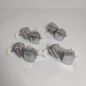 8 Parça Tam Takım Duşakabin Tekerleği Çift Rulmanlı Gri Duşakabin Tekerleği Seti Paslanmaz 24 Mm Duşa Kabin Camı Montaj Tekerleği