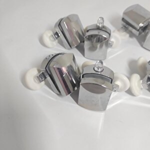 8 Parça Tam Takım Duşakabin Tekerleği Çift Rulmanlı Gri Duşakabin Tekerleği Seti Paslanmaz 24 Mm Duşa Kabin Camı Montaj Tekerleği