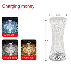 Lw-5 Şarjlı Kristal Elmas Masa Lambası Dokunmatik Romantik Akrilik Led Gece Lambası