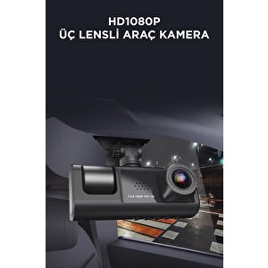 Torima Ta-01 Siyah 1080p Araç Içi 3 Kameralı Lcd Ekranlı Gece Görüşlü Araç Kamerası
