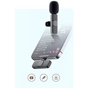 Torima K9 2li Type-c + Lightning Dönüştürücülü Kablosuz Yaka Mikrofonu 2li